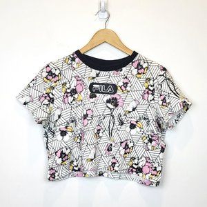 Fila White Pink Floral Crop Top, Size Medium, GUC